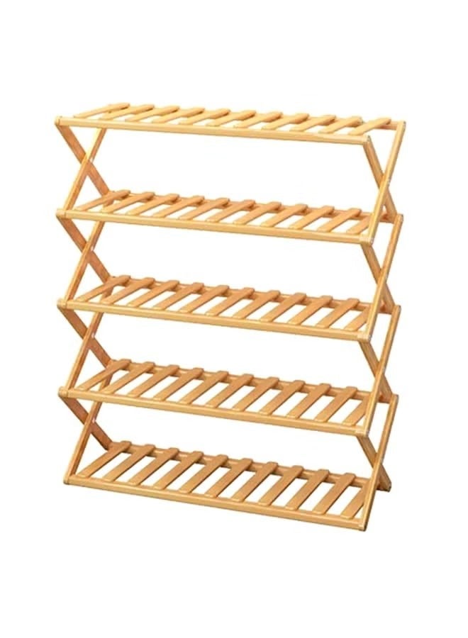 بيوينتي رفافة أحذية خماسية الطوابق من الخيزران، قابلة للطي ومحمولة، خزانة أحزان بدون حاجة للتجميع، مثالية للممرات وغرف النوم والأماكن الضيقة (5 طوابق) 70x25x89 سم - Image 5